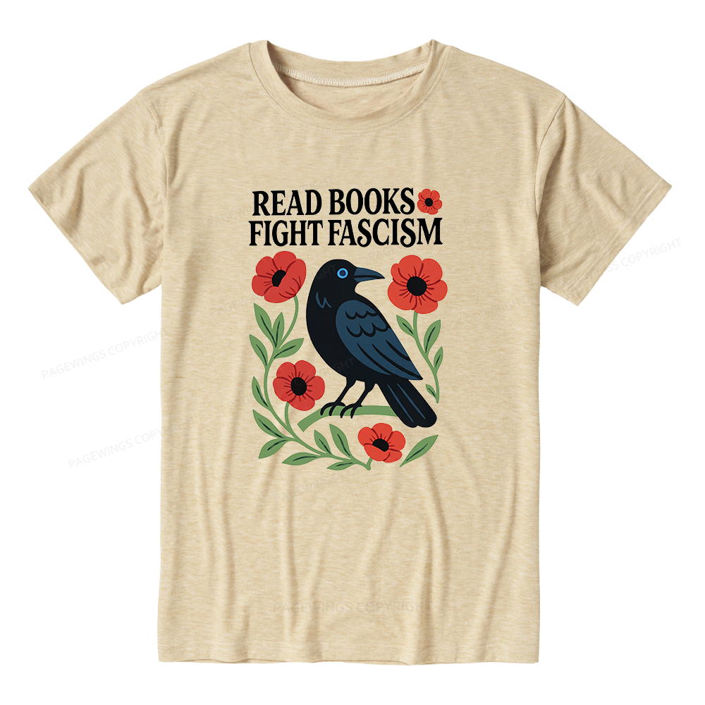 Pagewings Read Books Fight Fascism Unisex Heather T-Shirt