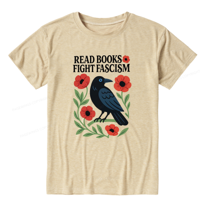 Pagewings Read Books Fight Fascism Unisex Heather T-Shirt