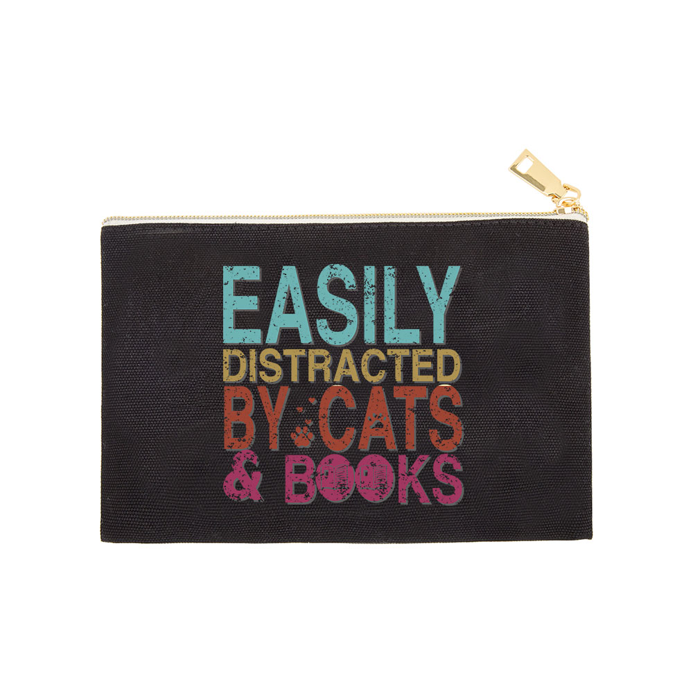 Pagewings Easily Distracted By Cats And Books Pouch
