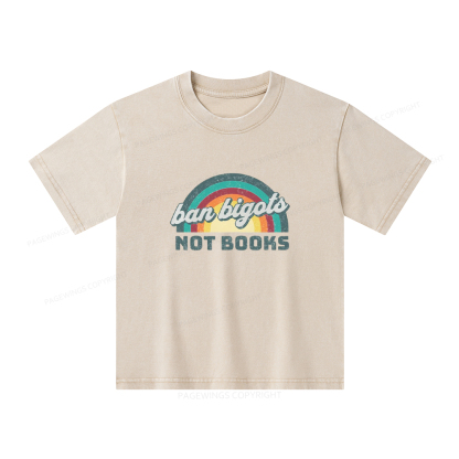 Pagewings Ban Bigots Not Books Unisex Kids Washed T-shirt