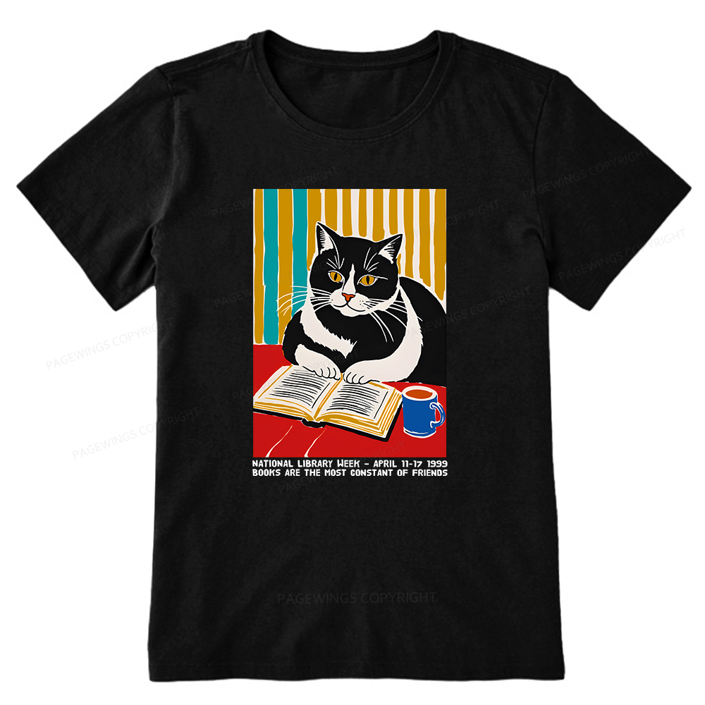Pagewings Ational Library Week Cat Poster Unisex Classic T-shirt
