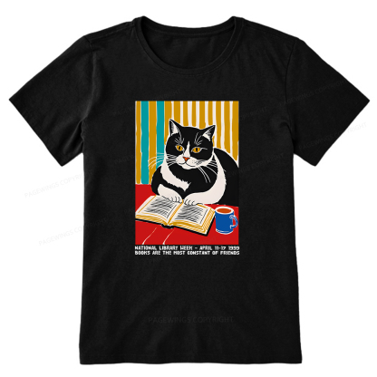 Pagewings Ational Library Week Cat Poster Unisex Classic T-shirt