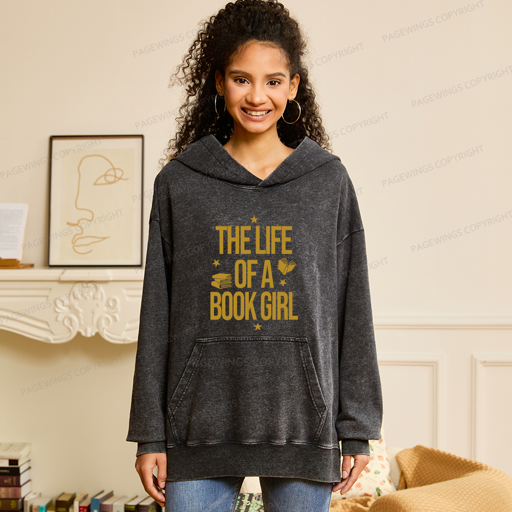 Pagewings The Life of a Book Girl Unisex Washed Hoodie