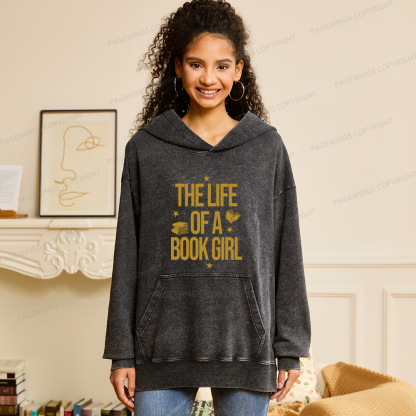 Pagewings The Life of a Book Girl Unisex Washed Hoodie
