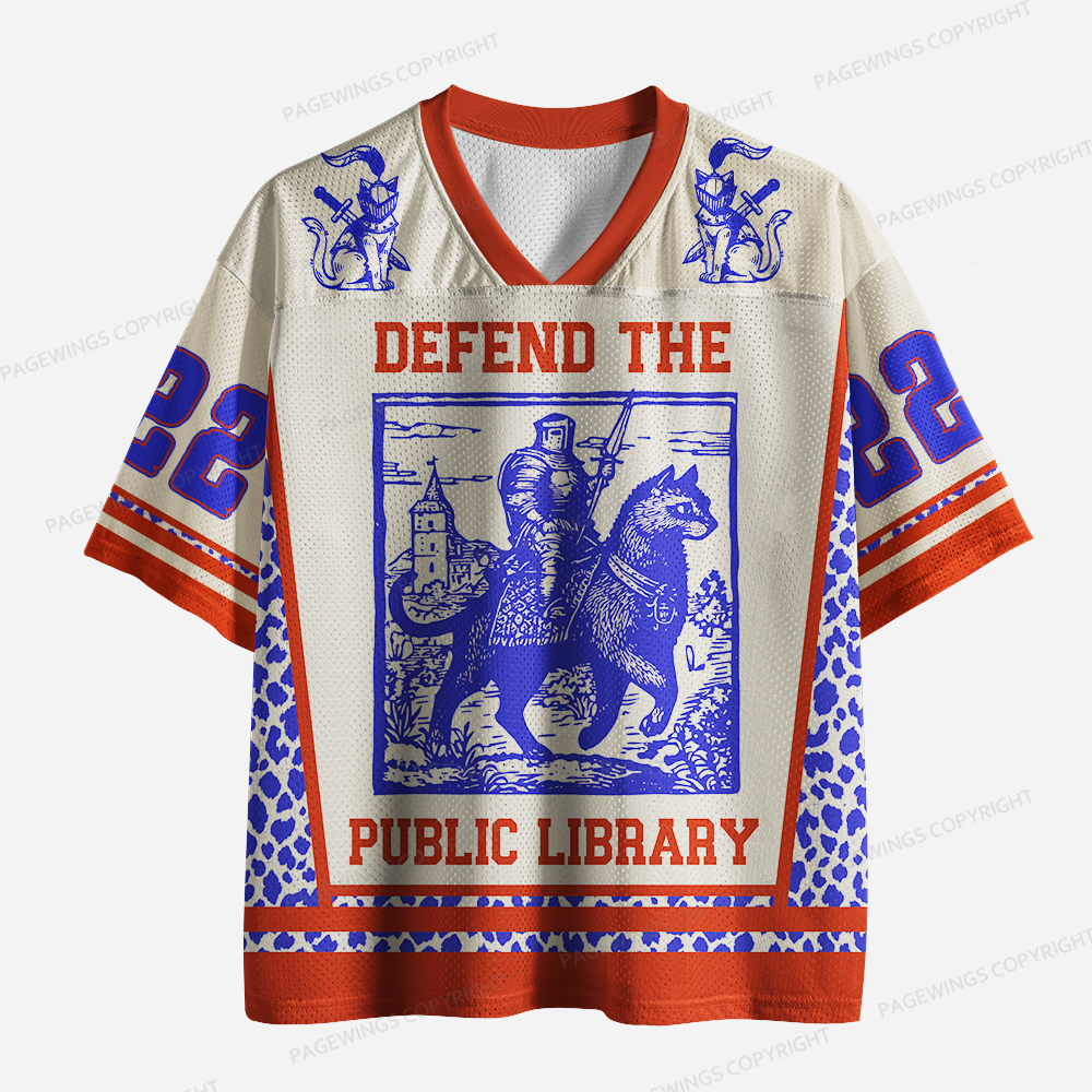 Pagewings Defend The Public Library Unisex Mesh Jersey