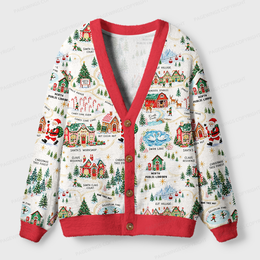 Pagewings Christmas North Pole Light Knit Unisex Cardigan Sweaters