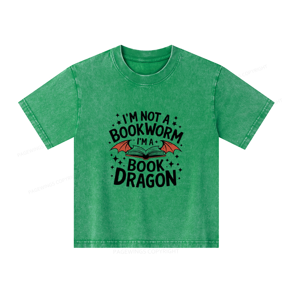 Pagewings I'm Not A Bookworm I'm A Book Dragon Unisex Kids Washed T-shirt