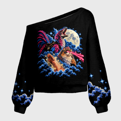 Pagewings Sci Fi Book Lover Off Shoulder Ugly Knit Sweater