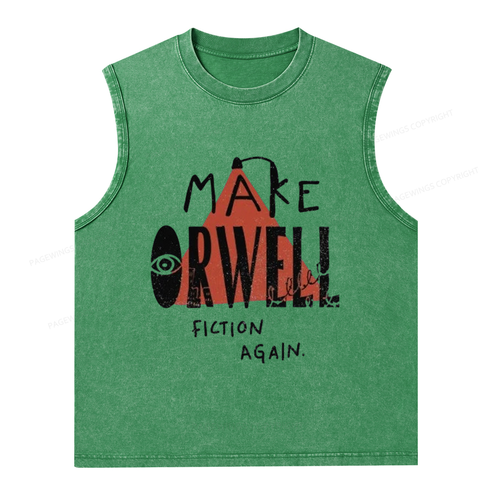 Pagewings Make Orwell Fiction Again Unisex Washed Tank Top