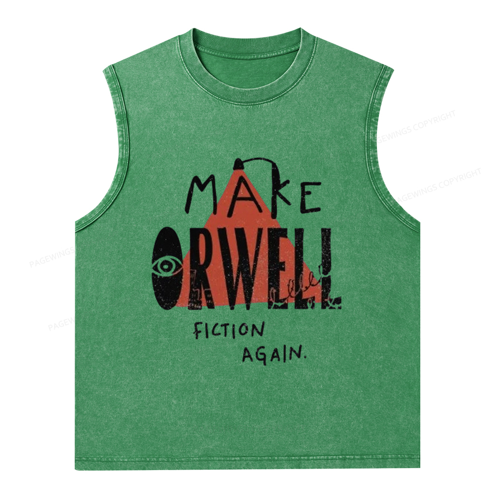 Pagewings Make Orwell Fiction Again Unisex Washed Tank Top