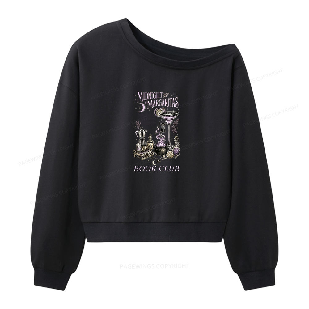 Pagewings Midnight Margaritas Book Club Women Off Shoulder Sweatshirt