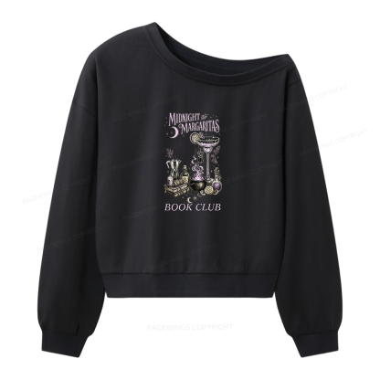 Pagewings Midnight Margaritas Book Club Women Off Shoulder Sweatshirt