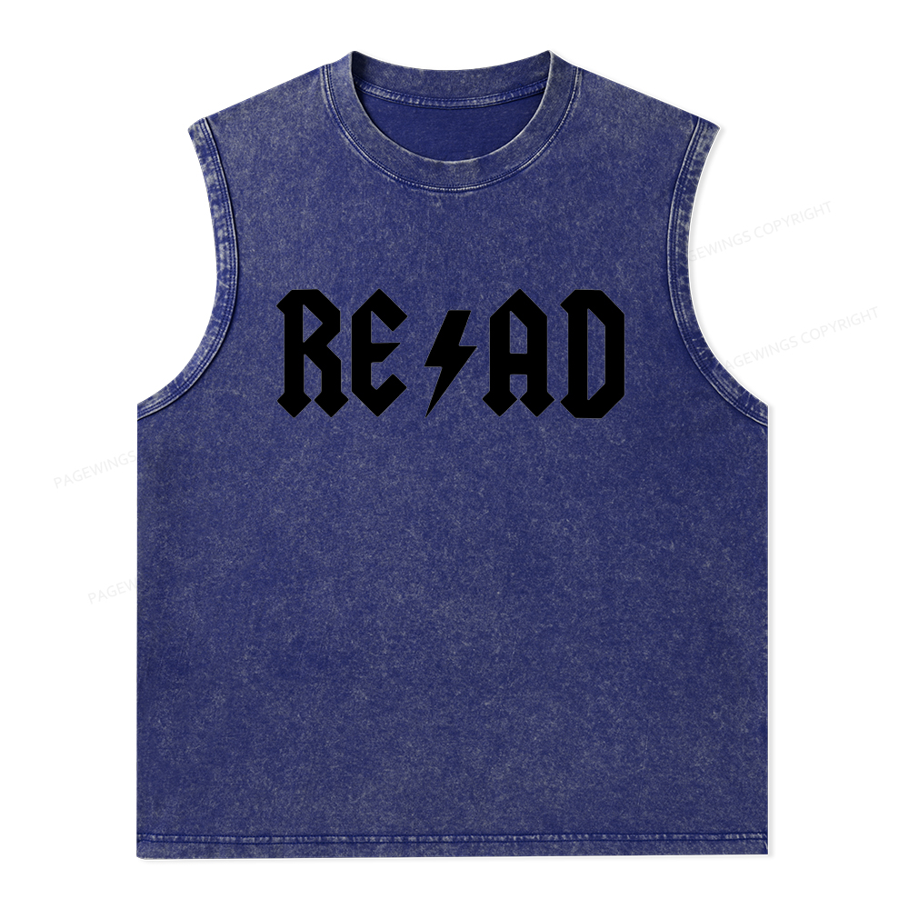 Pagewings Read Back In The Library "rock And Roll" Unisex Washed Tank Top