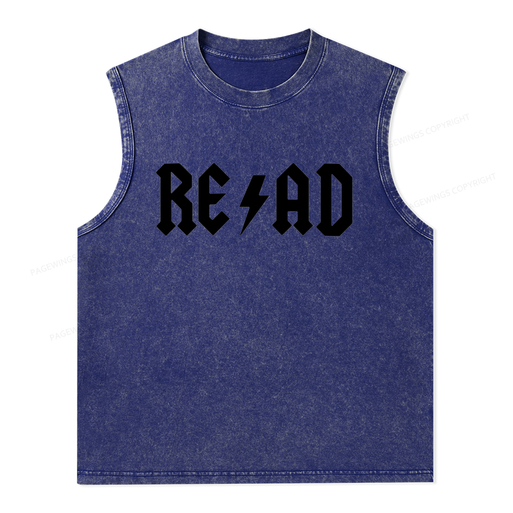 Pagewings Read Back In The Library "rock And Roll" Unisex Washed Tank Top