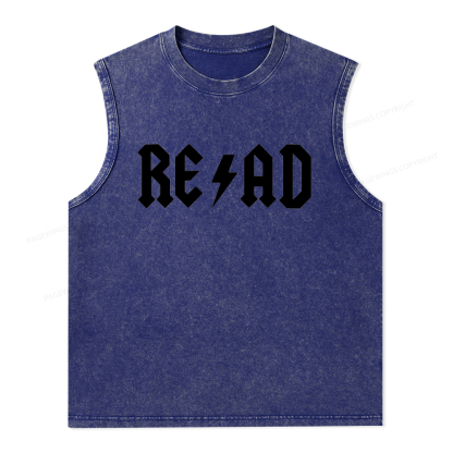 Pagewings Read Back In The Library "rock And Roll" Unisex Washed Tank Top
