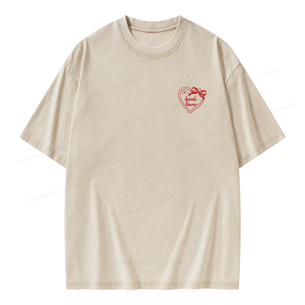 Pagewings Embroidered Book Lover Unisex Washed T-shirt