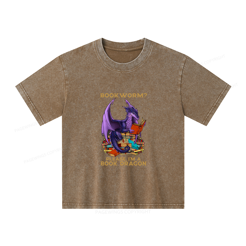 Pagewings Bookworm Please I'm A Book Dragon Unisex Kids Washed T-shirt