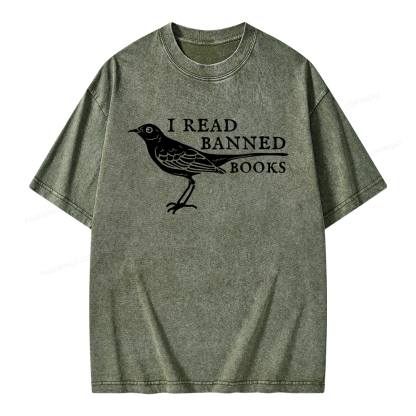 Pagewings Read Banned Books Unisex Washed T-shirt