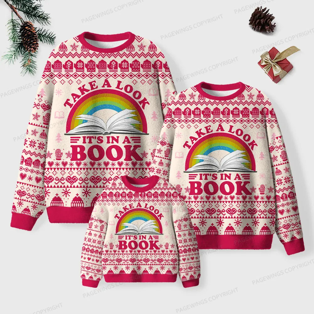 Pagewings Take A Look It's In A Book Unisex Ugly Knit Sweatshirt