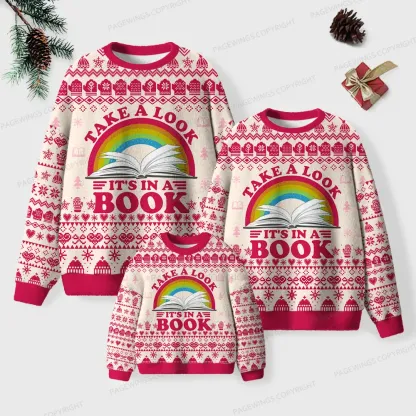 Pagewings Take A Look It's In A Book Unisex Ugly Knit Sweatshirt