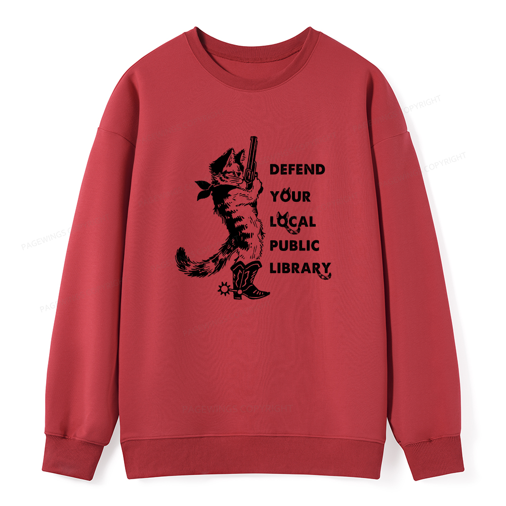 Pagewings Cat Defend Your Local Public Library Unisex Classic Sweatshirt