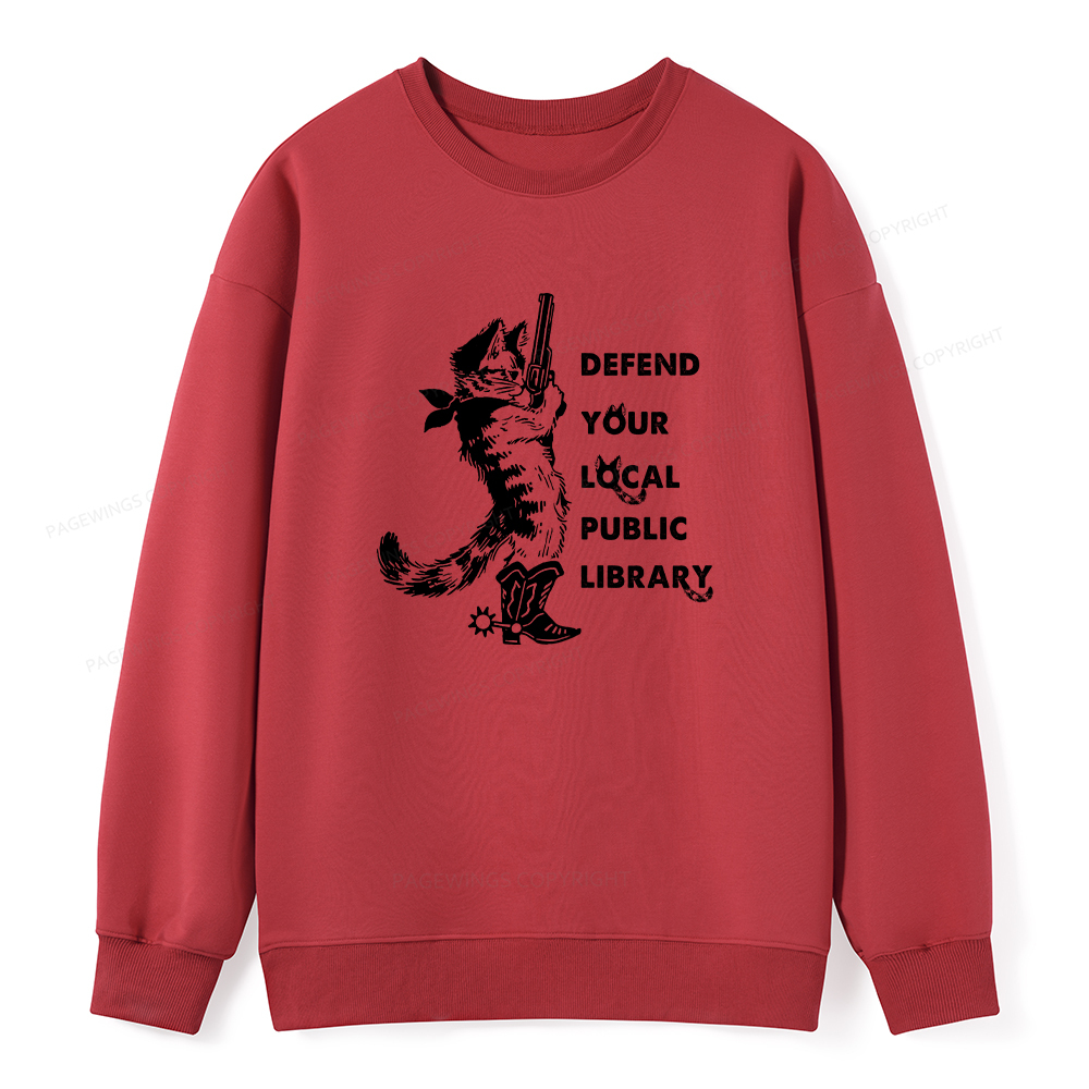 Pagewings Cat Defend Your Local Public Library Unisex Classic Sweatshirt