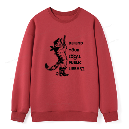 Pagewings Cat Defend Your Local Public Library Unisex Classic Sweatshirt