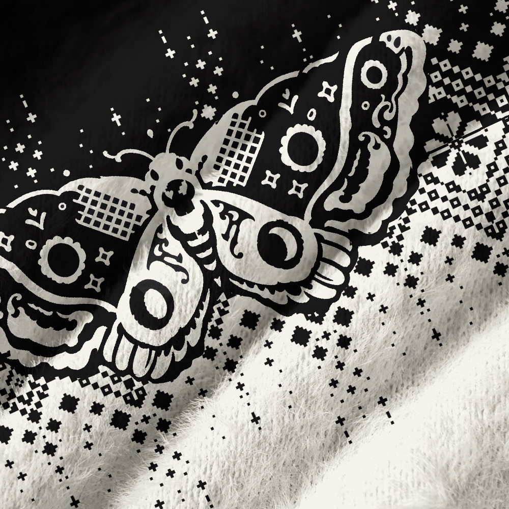 Pagewings Death's-Head Hawkmoth Off Shoulder Ugly Knit Sweater