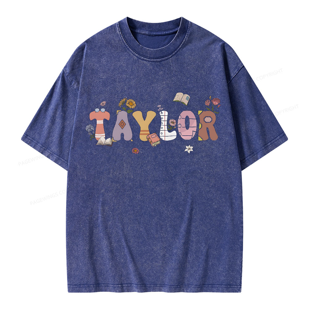 PagewingsPersonalized Gift For Bookish Bookworm Unisex Washed T-shirt