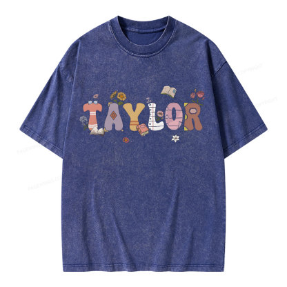 PagewingsPersonalized Gift For Bookish Bookworm Unisex Washed T-shirt