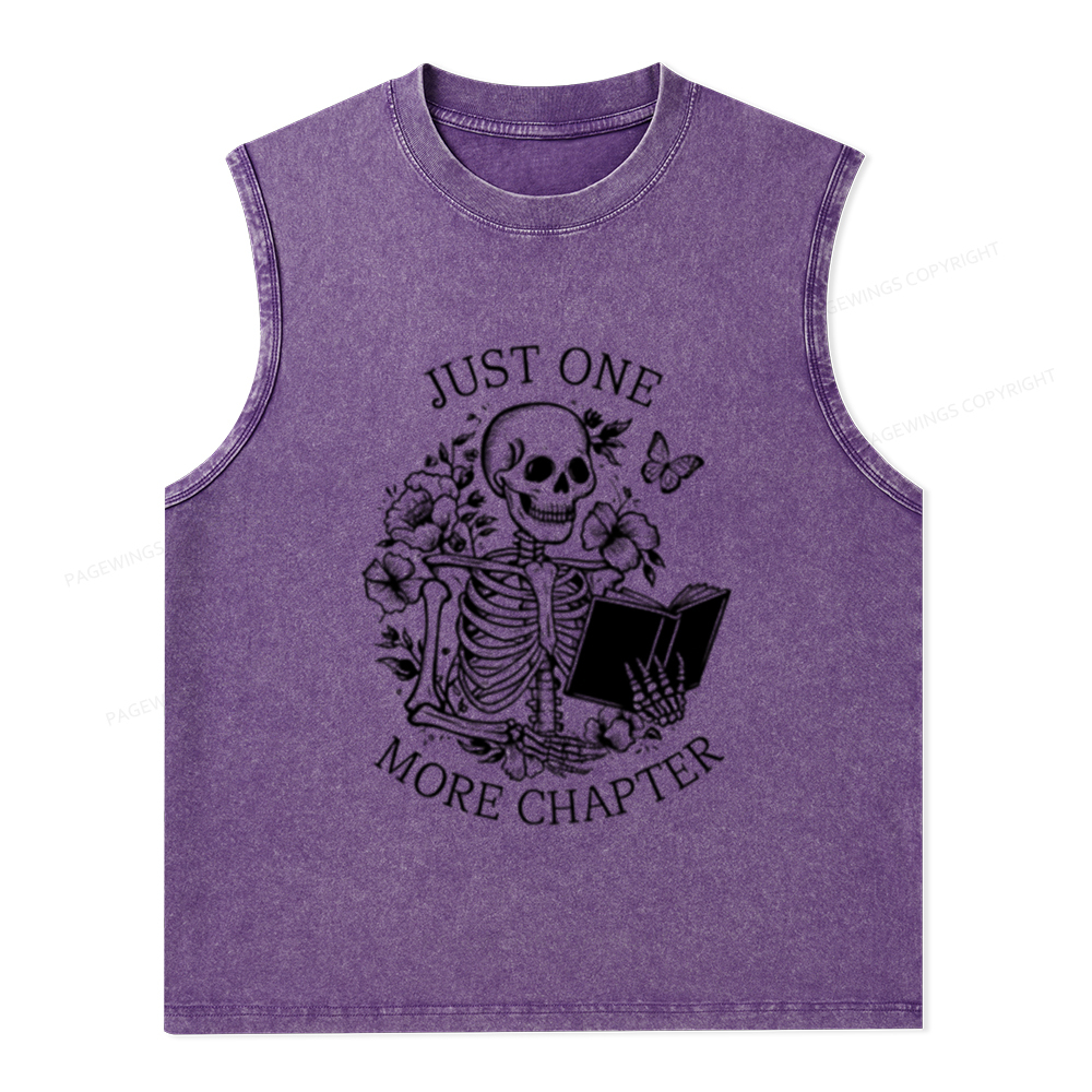 Pagewings One More Chapter Skeleton Unisex Washed Tank Top