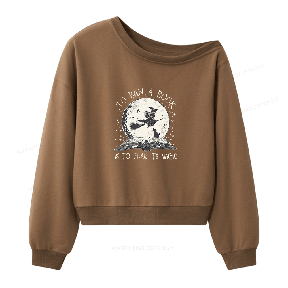 Pagewings Halloween Witch Book Women Off Shoulder Sweatshirt