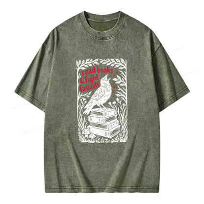 Pagewings Read Books Fight Fascists Unisex Washed T-shirt