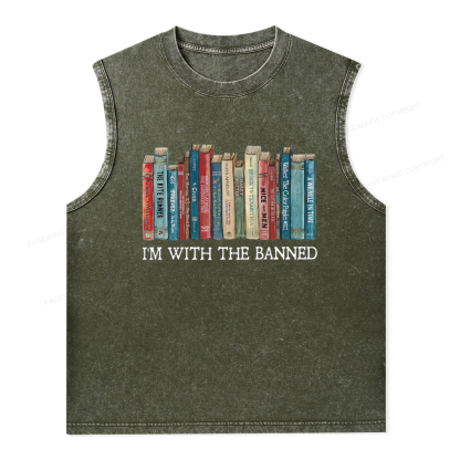 Pagewings I'm With The Banned Unisex Washed Tank Top
