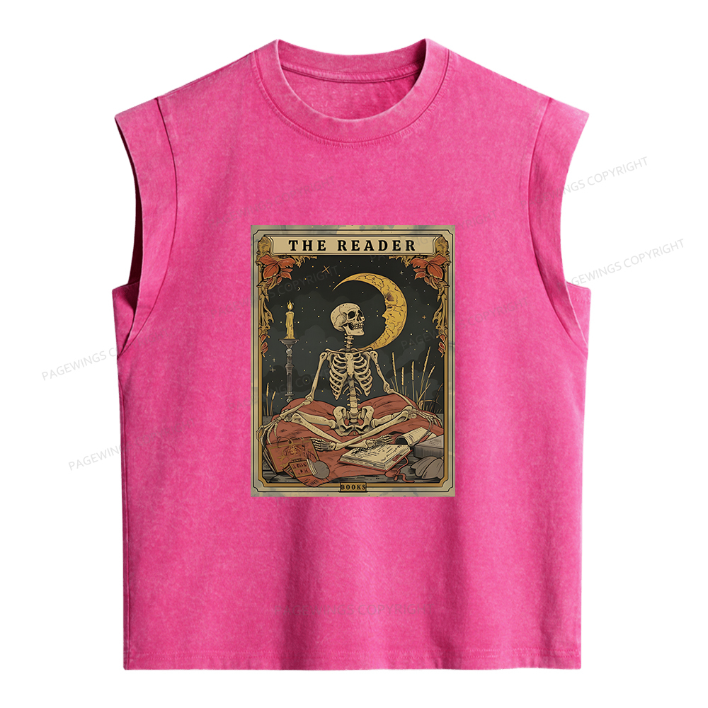 Pagewings The Reader Tarot Card Women's Washed Tank Top