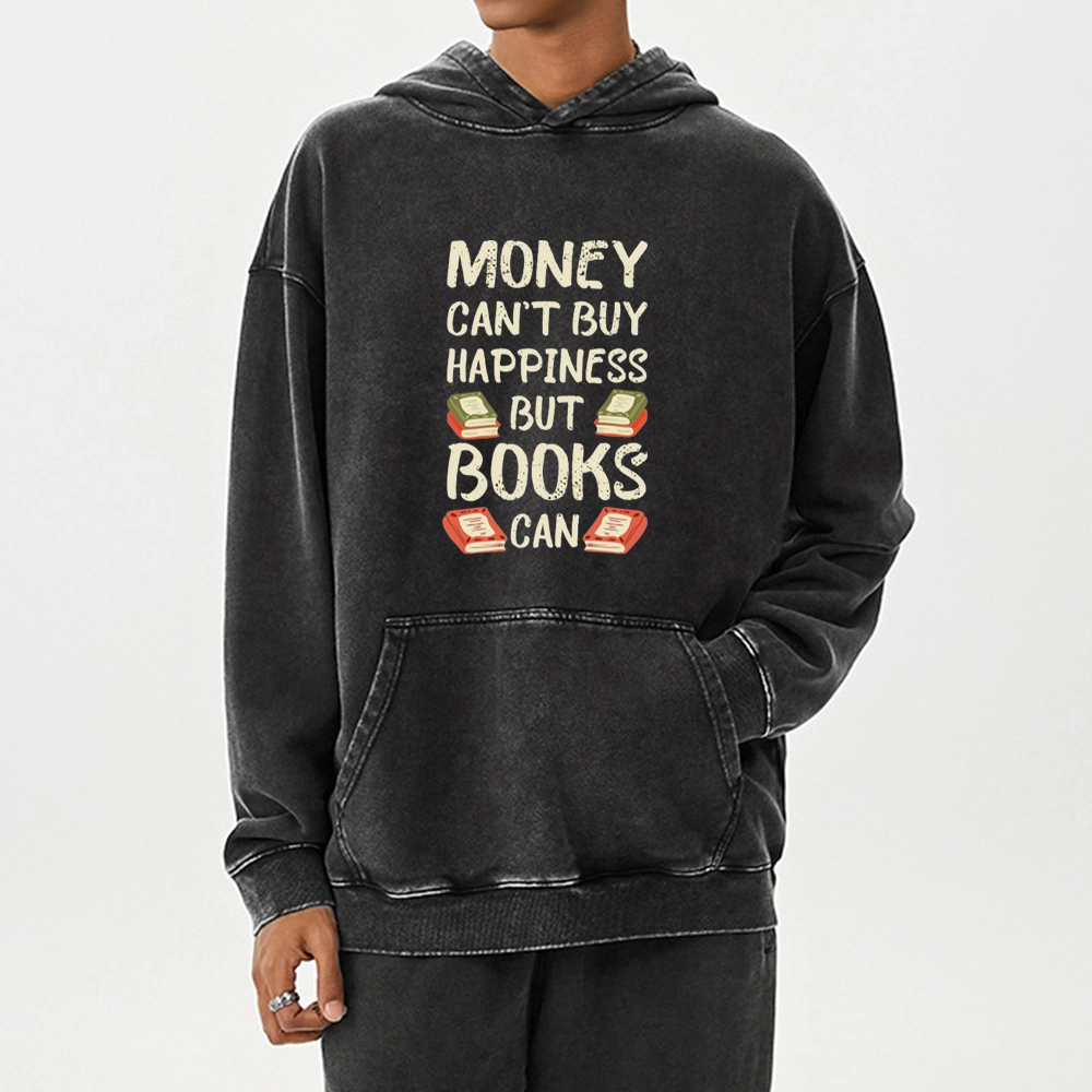 Pagewings Money Can't Buy Happiness But Books Can Unisex Washed Hoodie