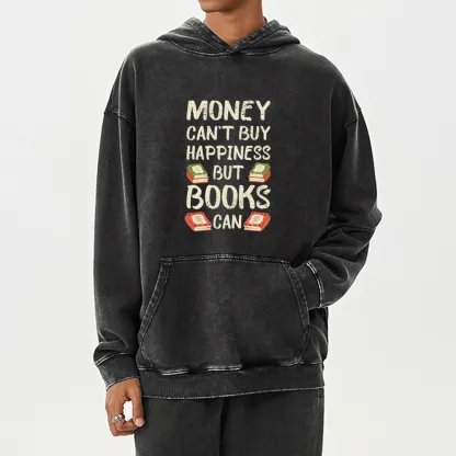 Pagewings Money Can't Buy Happiness But Books Can Unisex Washed Hoodie