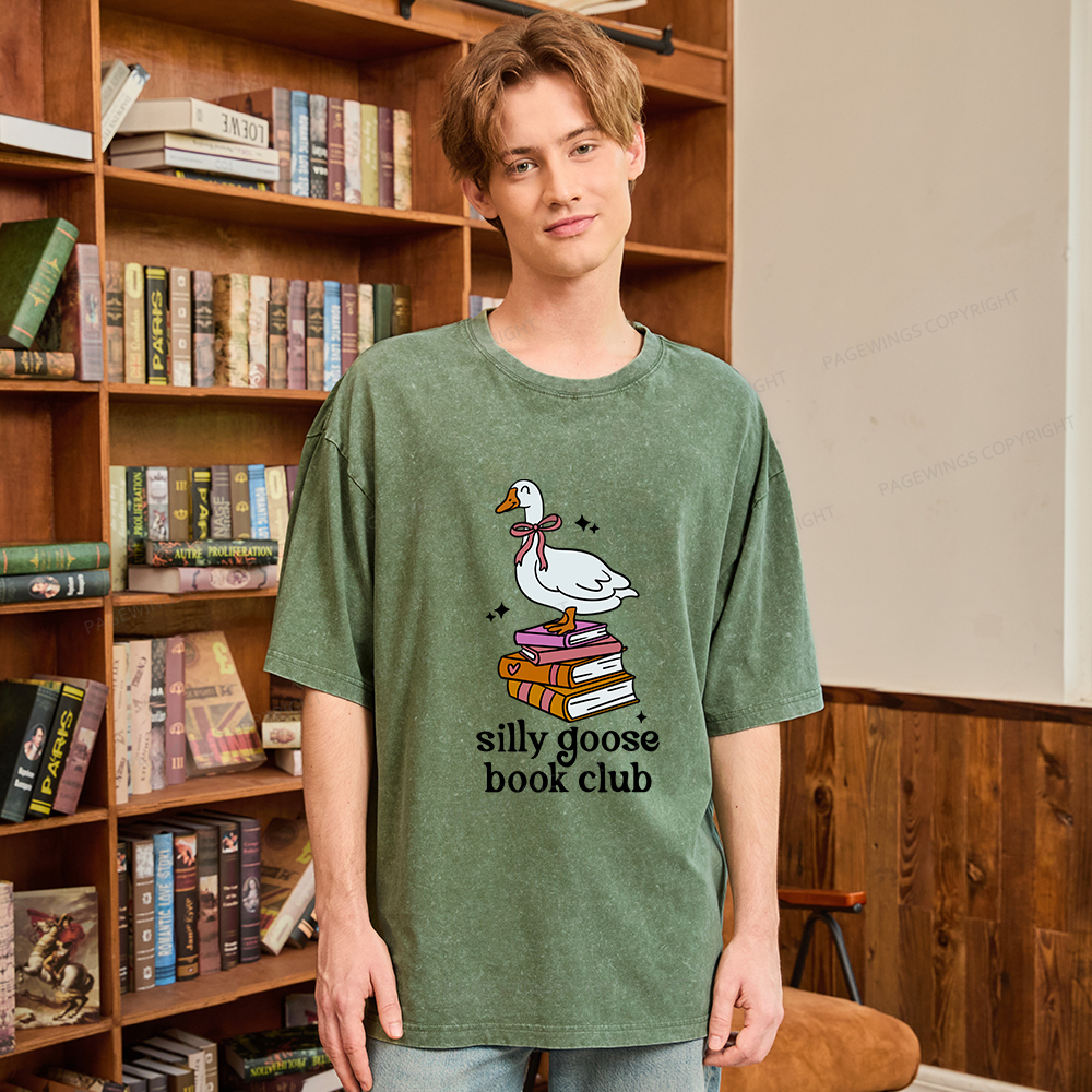 Pagewings Silly Goose Book Club Unisex Washed T-shirt