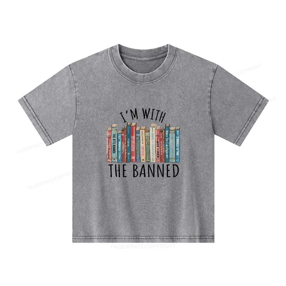 Pagewings I'm With The Banned Unisex Kids Washed T-shirt