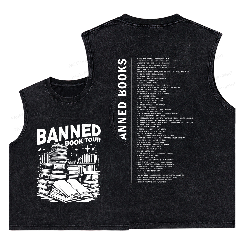 Pagewings Banned Books Tour Unisex Washed Tank Top