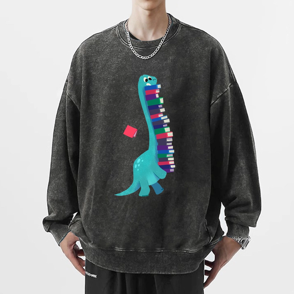 Pagewings Book Dinosaurs Unisex Washed Sweatshirt