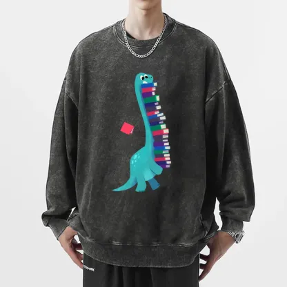 Pagewings Book Dinosaurs Unisex Washed Sweatshirt
