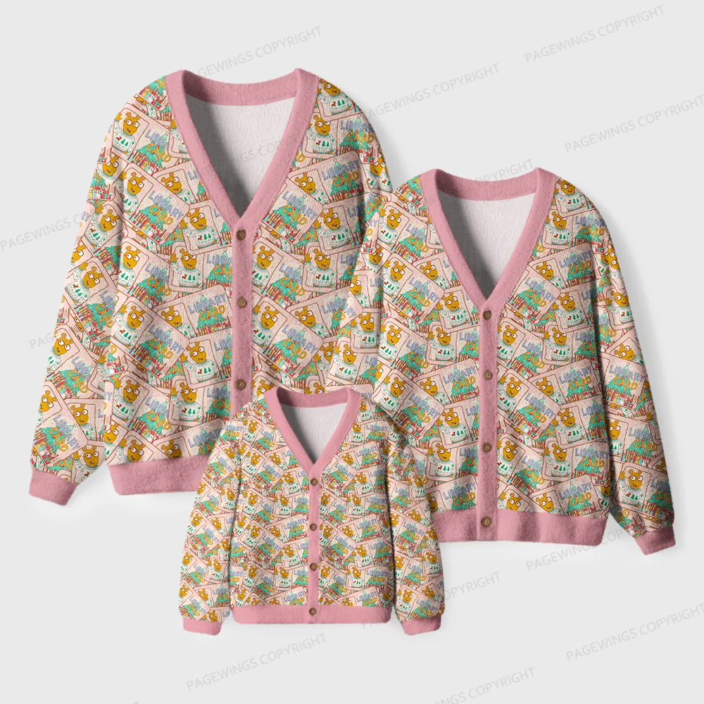 Pagewings Library Card Unisex Ugly Cardigan Sweaters