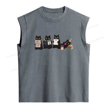 Pagewings Black Cat Teacher Women's Washed Tank Top