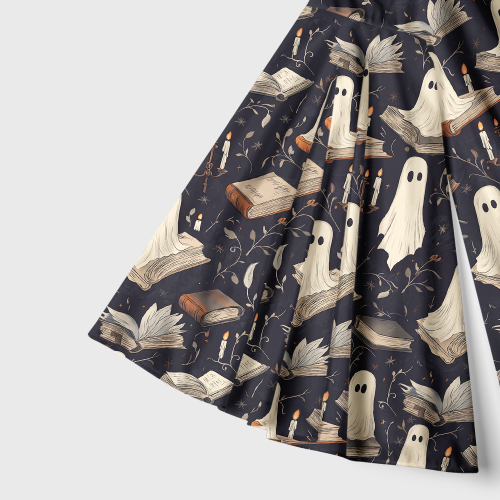 Pagewings Ghosts Love Reading Bell Sleeve Dress