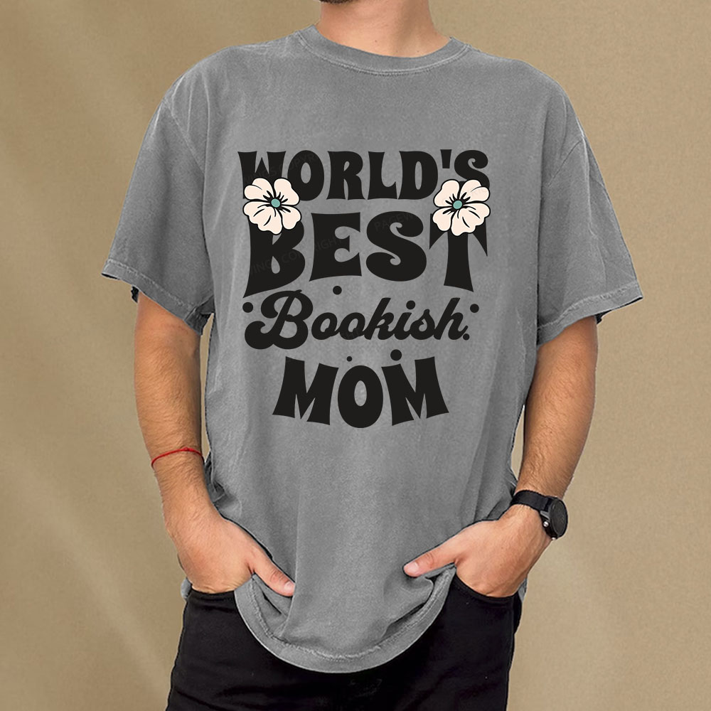 Pagewings World's Brsy Bookish Mom Unisex Washed T-shirt