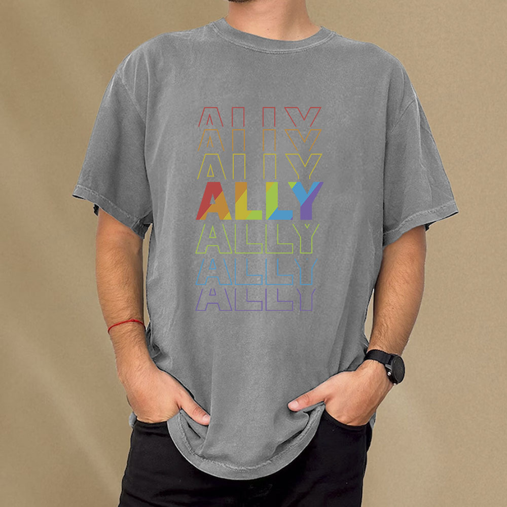 Pagewings LGBTQ Ally Unisex Washed T-shirt