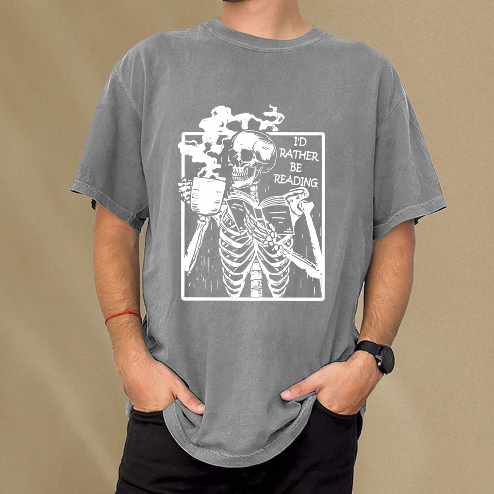 Pagewings I’d Rather Be Reading Unisex Washed T-shirt