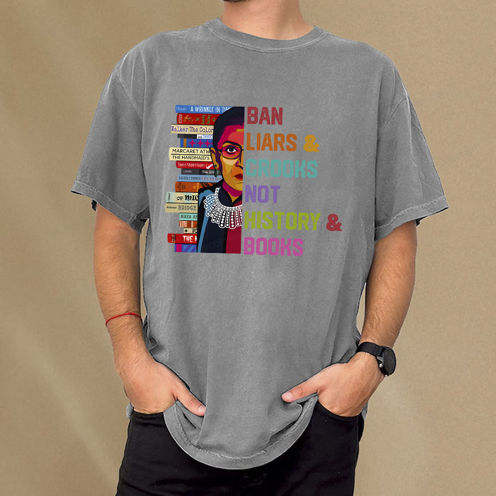 Pagewings Ban Liars and Crooks Not History and Books Unisex Washed T-shirt