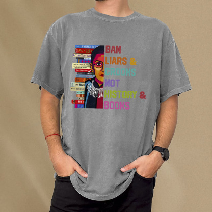 Pagewings Ban Liars and Crooks Not History and Books Unisex Washed T-shirt